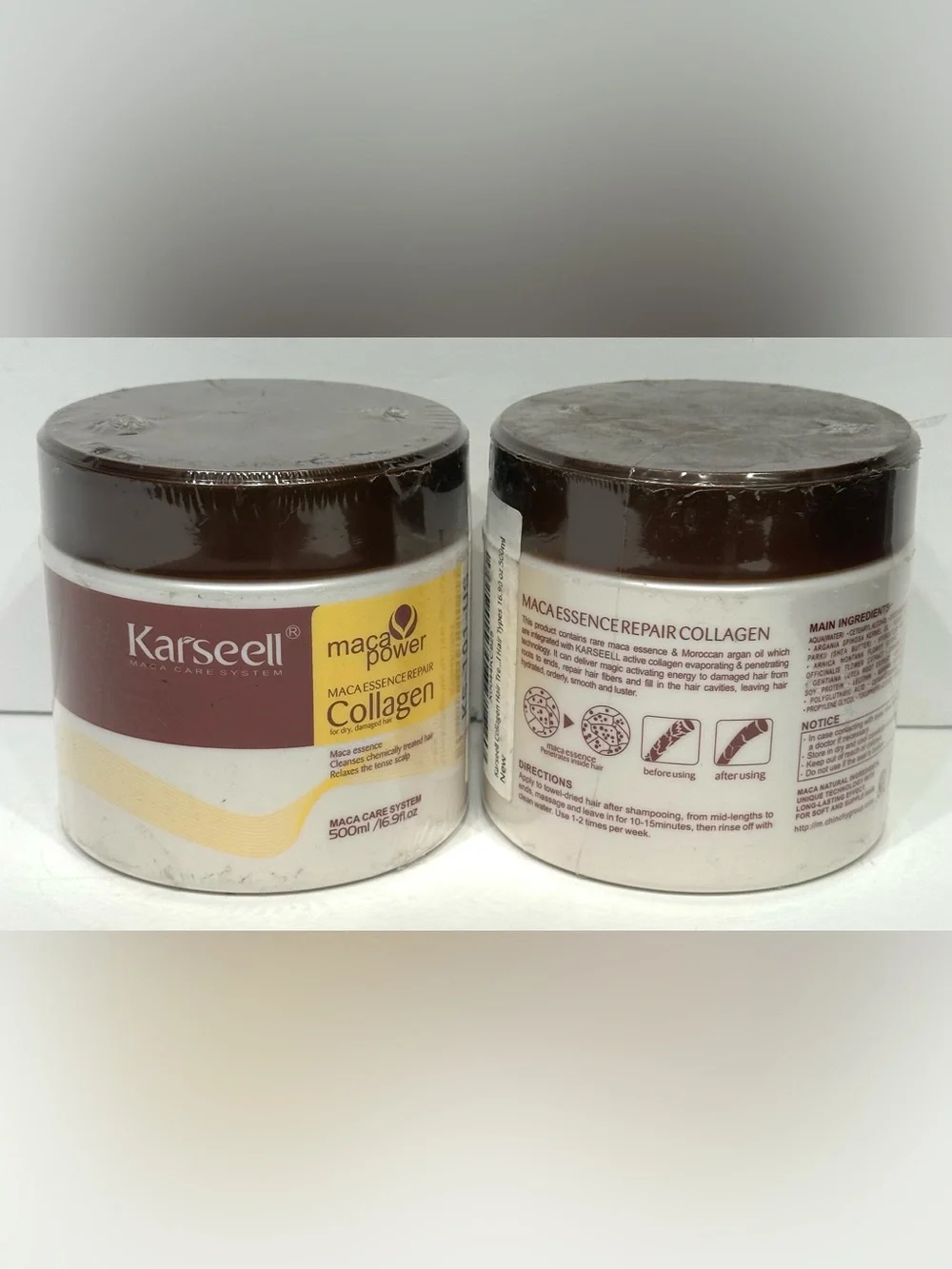 NEW, 2pk Karseell Maca Essence Repair Collagen Hair Mask for Dry Damaged Hair